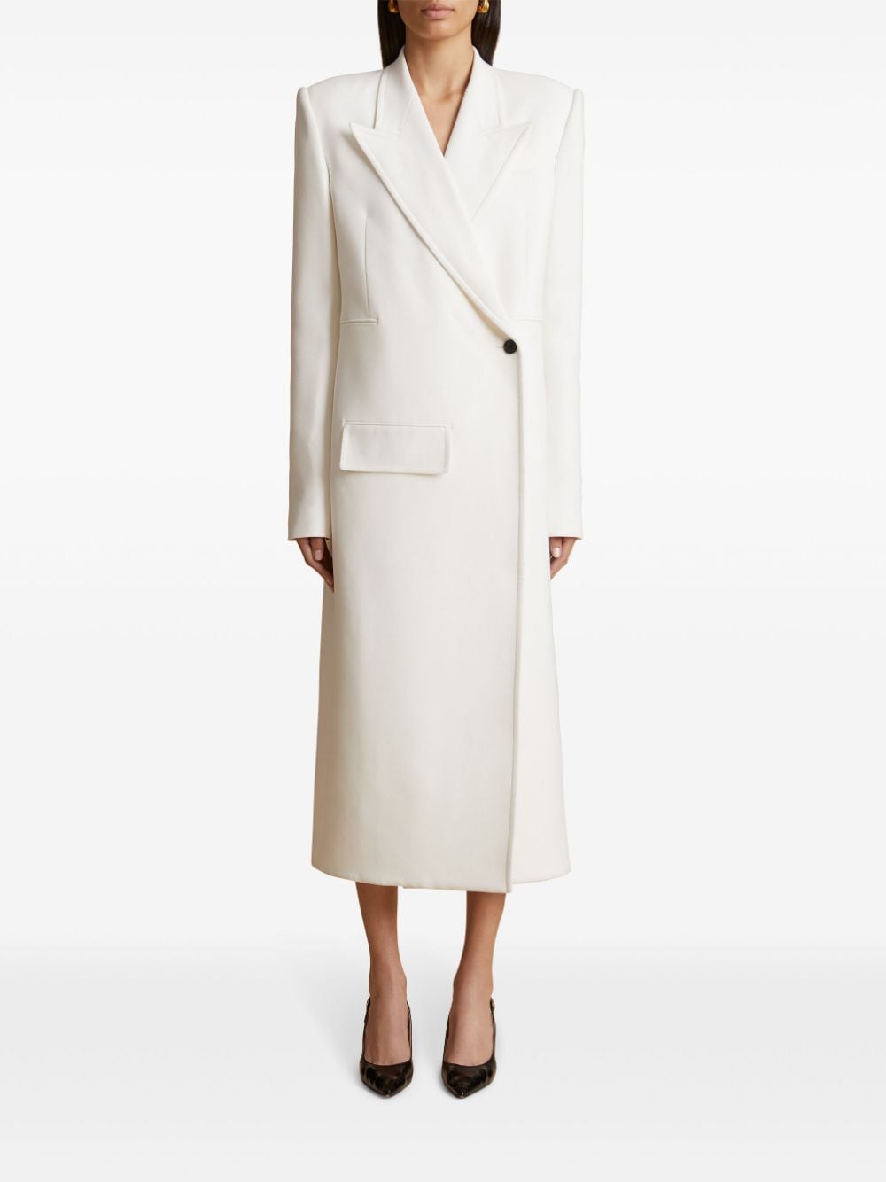 Shop Khaite Cobble Double-breasted Long Coat In White