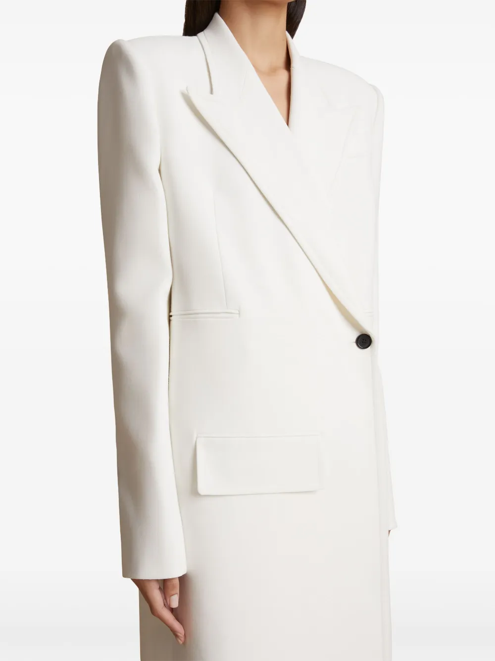 Shop Khaite Cobble Double-breasted Long Coat In White