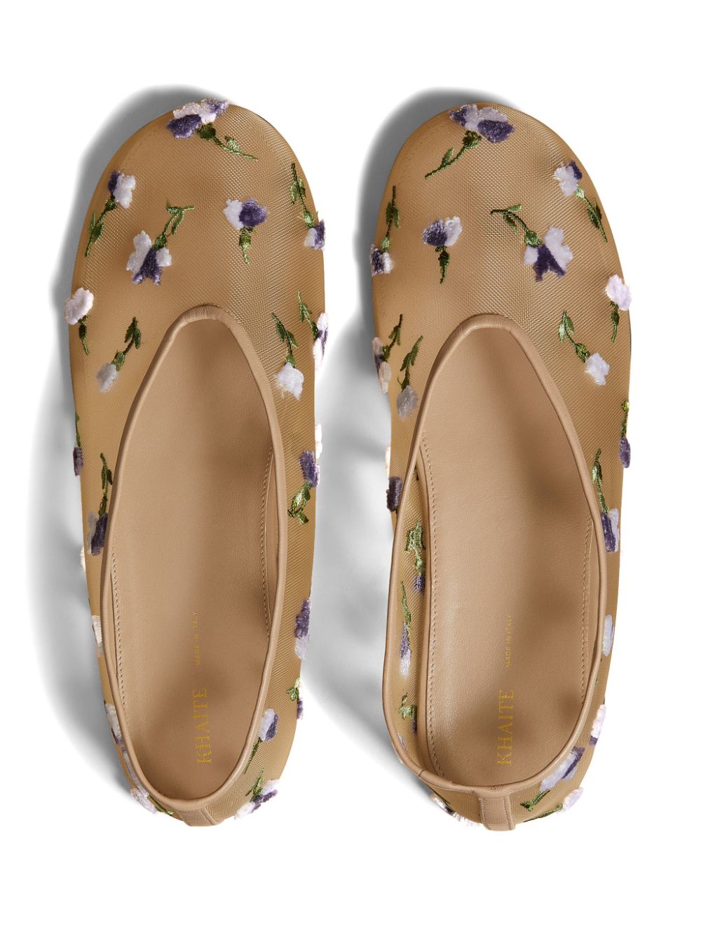 Shop Khaite The Marcy Floral-embroidered Ballerina Shoes In Neutrals
