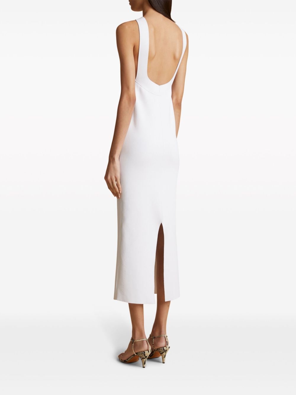 Shop Khaite The Media Halterneck Midi Dress In White