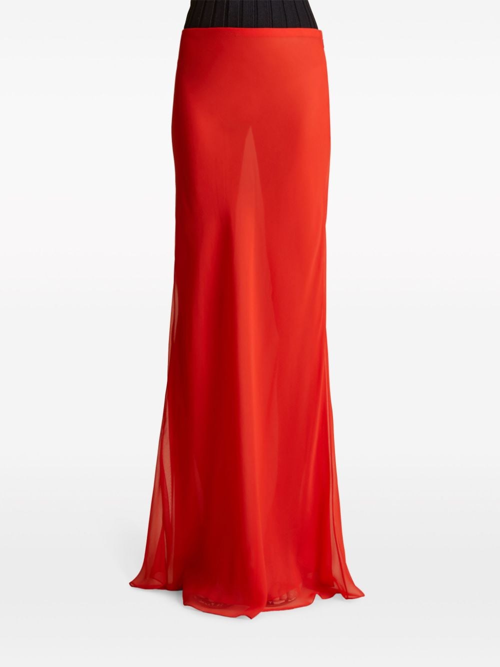 Shop Khaite The Mauva Silk Maxi Skirt In Red