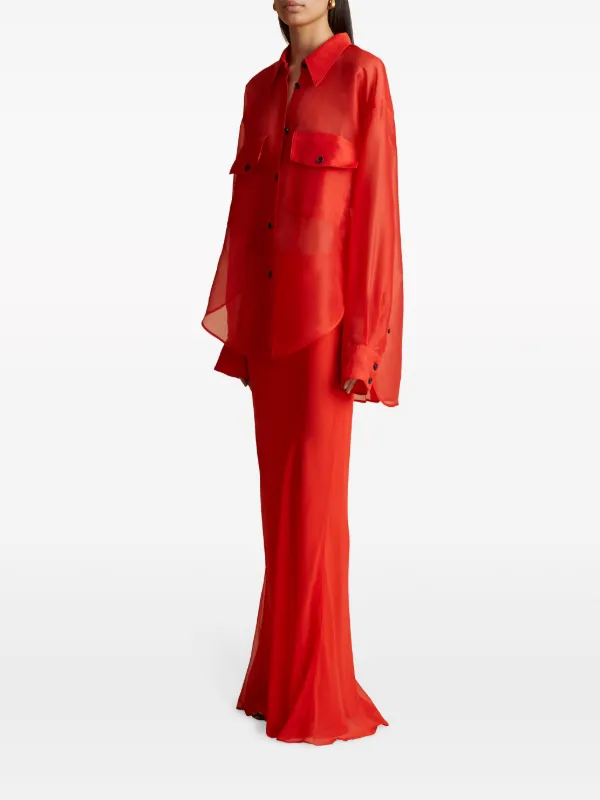 KHAITE The Mauva Silk Maxi Skirt | Red | FARFETCH