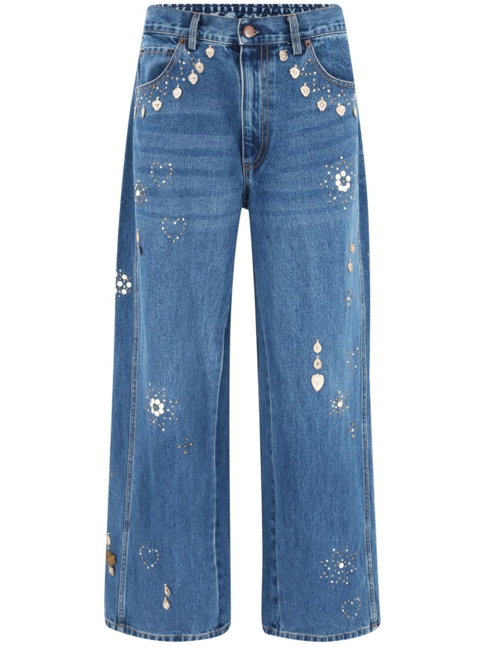 Shop Sea Betina Bead-embellished Jeans In Blau