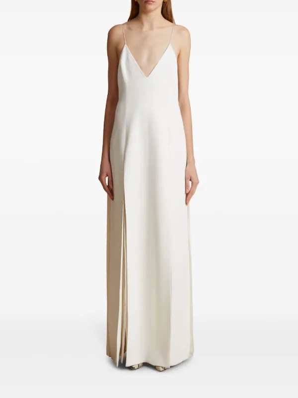 Khaite Women's Nonya Crepe Satin Maxi Slipdress - Chalk - Size 6