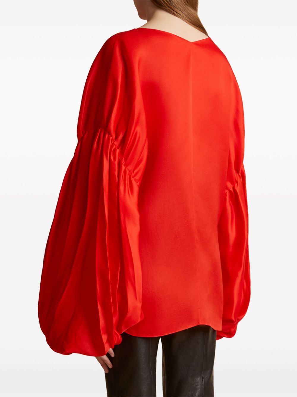 Shop Khaite The Quico Silk Blouse In Red