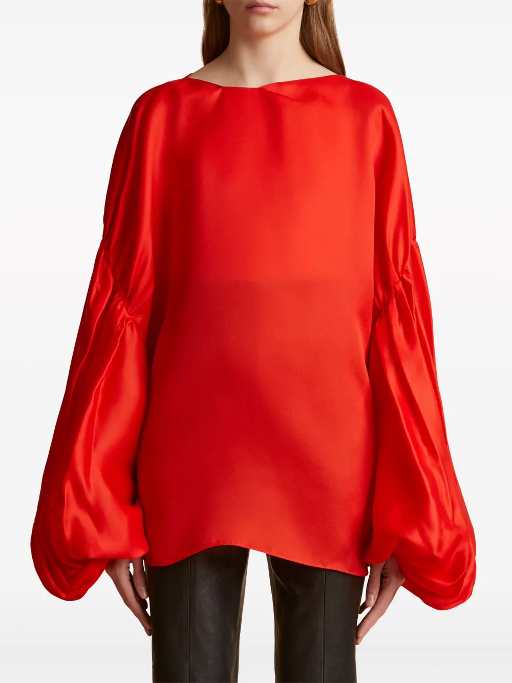 Shop Khaite The Quico Silk Blouse In Red