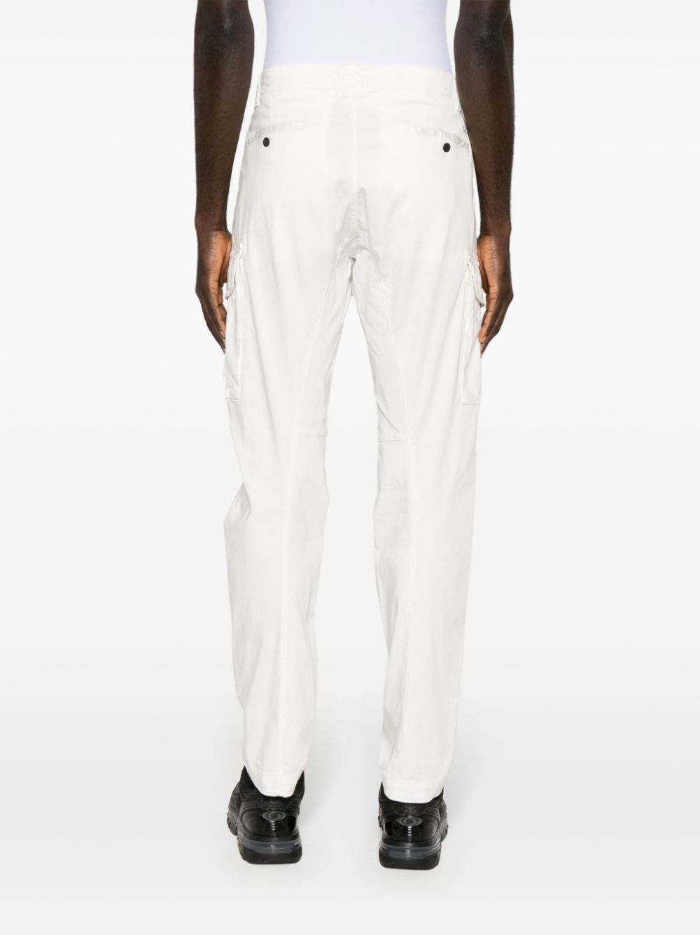 Shop C.p. Company Lens-detail Mid-rise Cargo Trousers In White