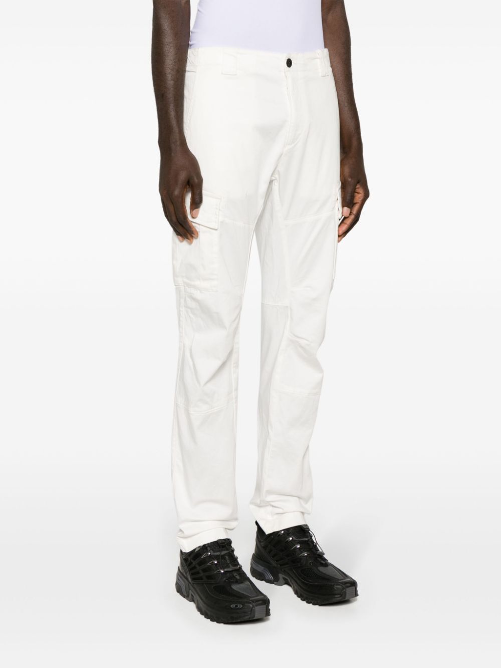 Shop C.p. Company Lens-detail Mid-rise Cargo Trousers In White