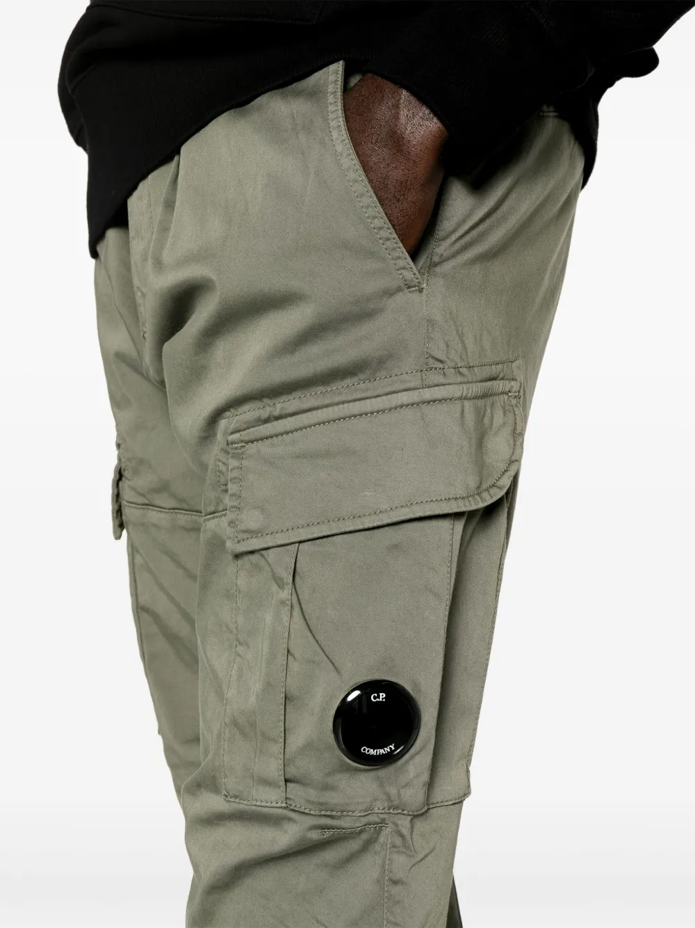 C.P. Company Mid waist cargo broek met lens-detail Groen