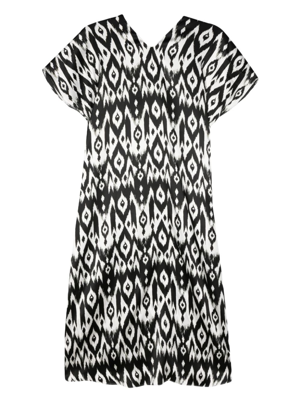 Simonetta Ravizza abstract-print silk midi dress - Zwart