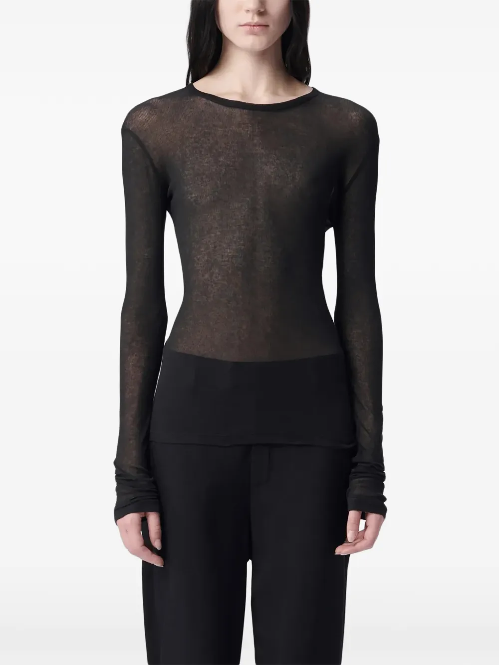 Ann Demeulemeester T-shirt semi trasparente - Nero