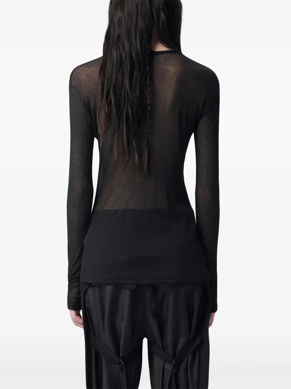 Ann Demeulemeester semi-sheer long-sleeve T-shirt | Black