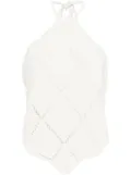 TWINSET diamond-pattern feather-detail top - Neutrals