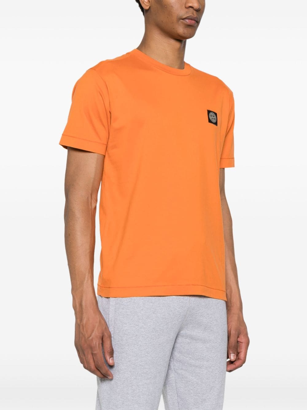 Shop Stone Island Compass-motif Cotton T-shirt In Orange