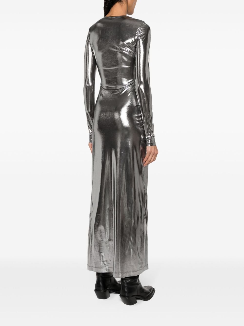 Shop Diesel D-mathi Metallic Maxi Dress In Silver