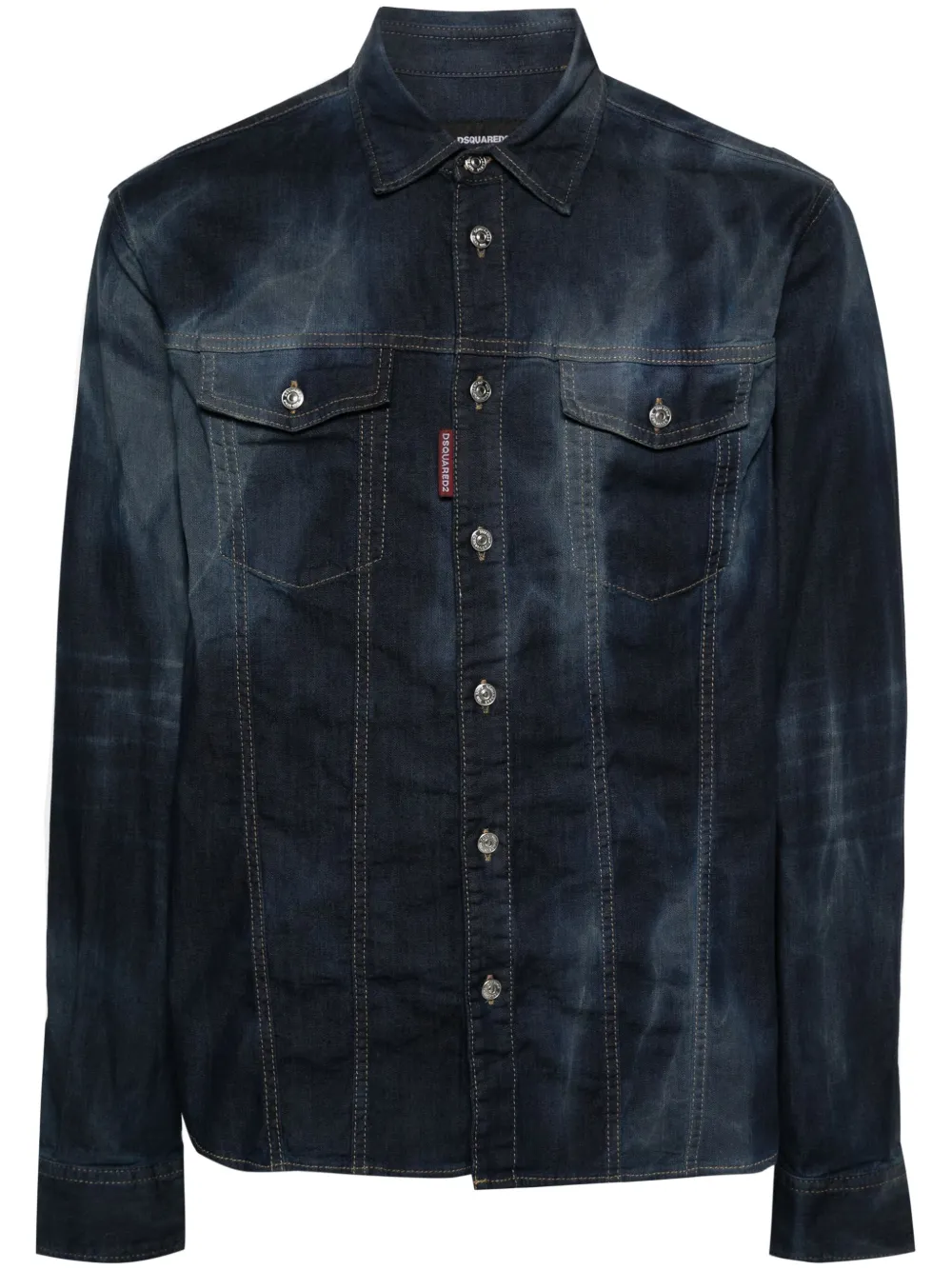 Shop Dsquared2 Icon Denim Shirt In Blue