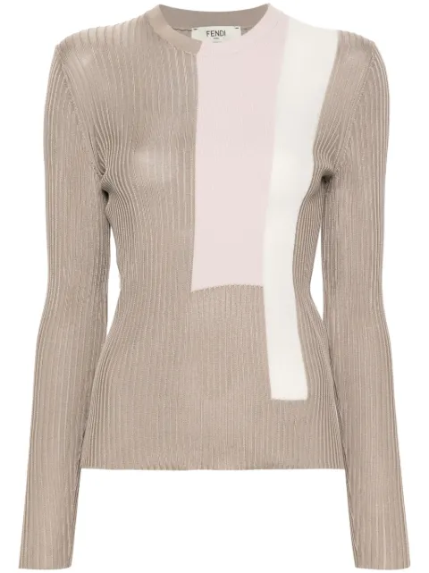 FENDI colour-block silk-blend jumper