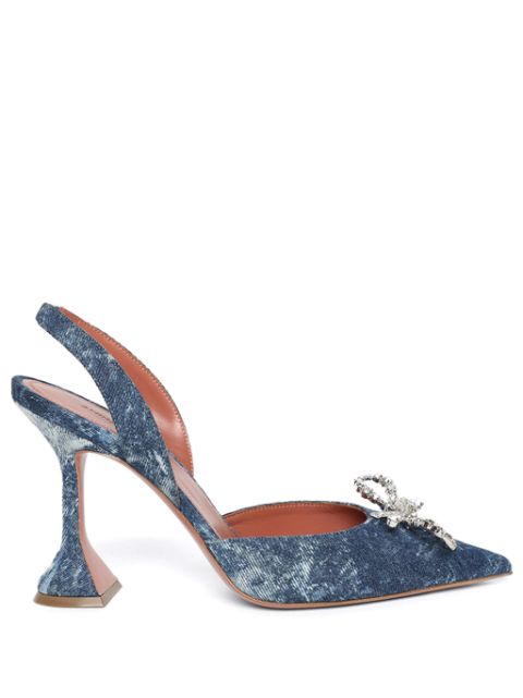 Amina Muaddi Rosie 110mm denim slingback pumps Women