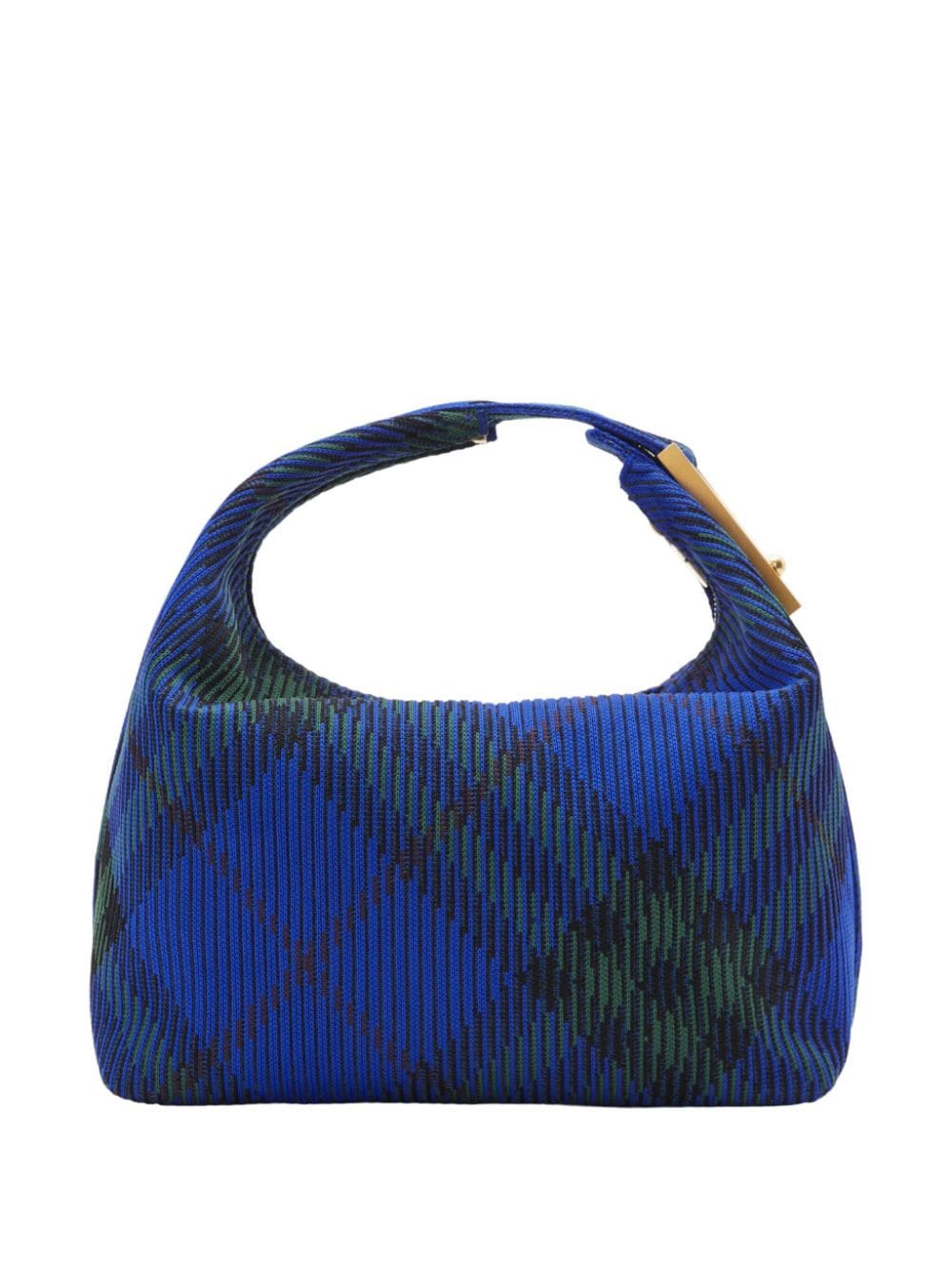 Shop Burberry Medium Peg Check-pattern Shoulder Bag In Blue
