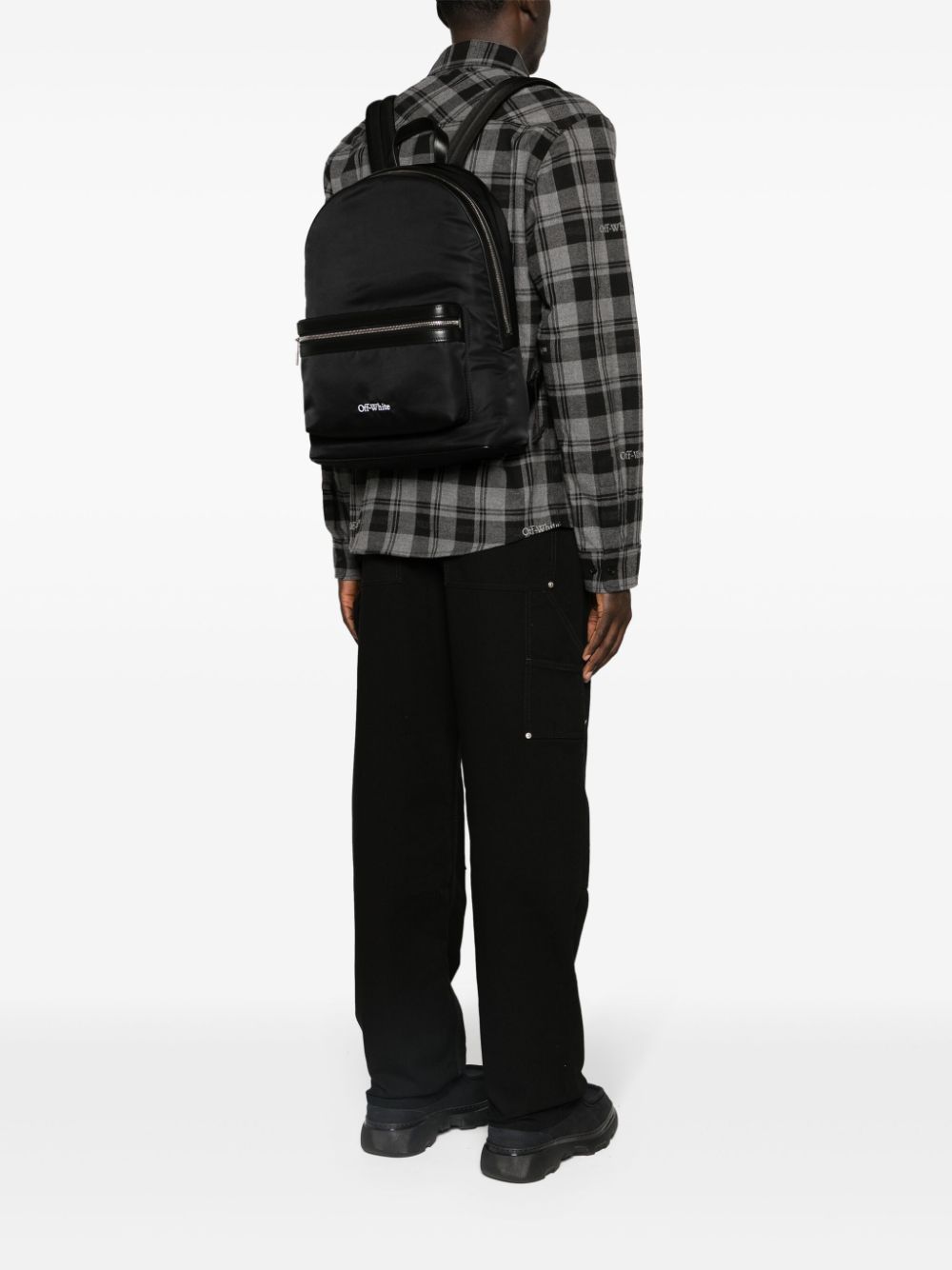 Shop Off-white Embroidered-logo Backpack In Black