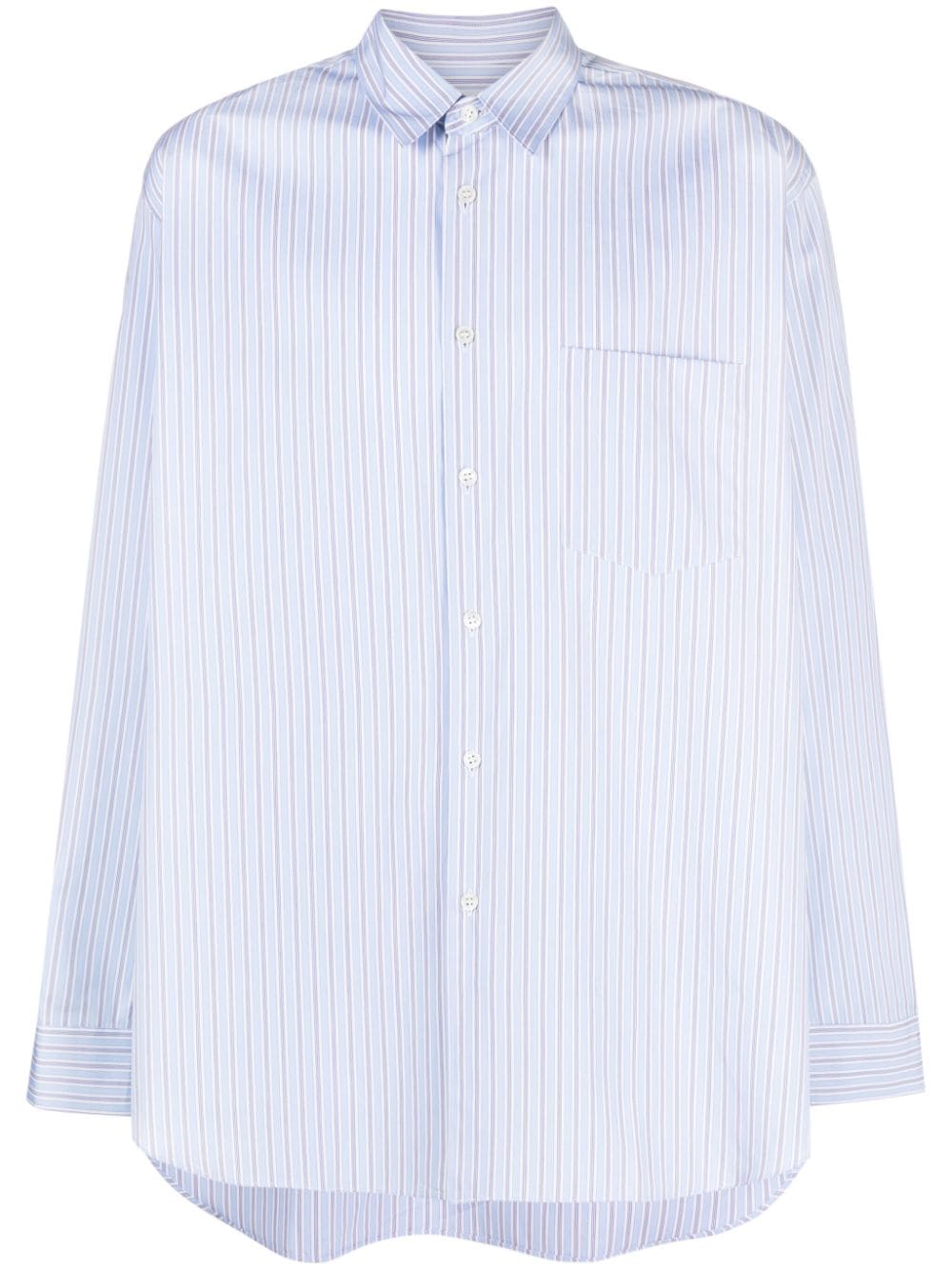 Shop Comme Des Garçons Shirt Striped Cotton Shirt In 蓝色