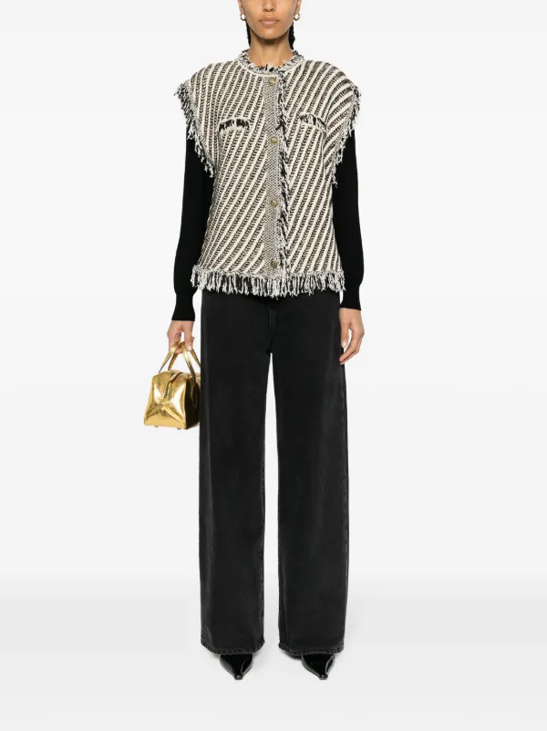 TWINSET Canotta Jacquard Con Frange Nero FARFETCH IT