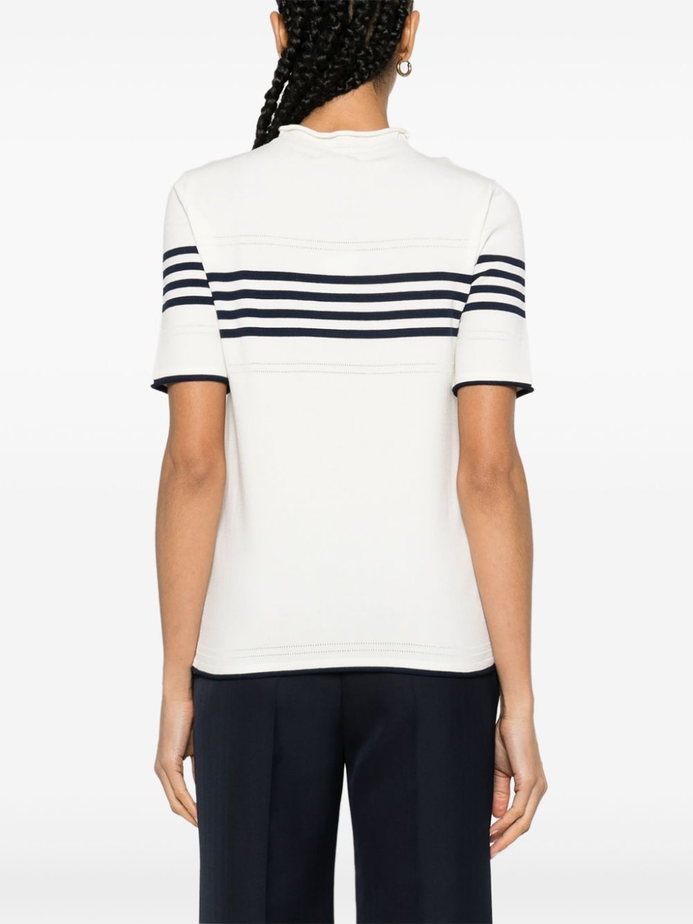 TWINSET STRIPE-DETAIL KNITTED T-SHIRT 