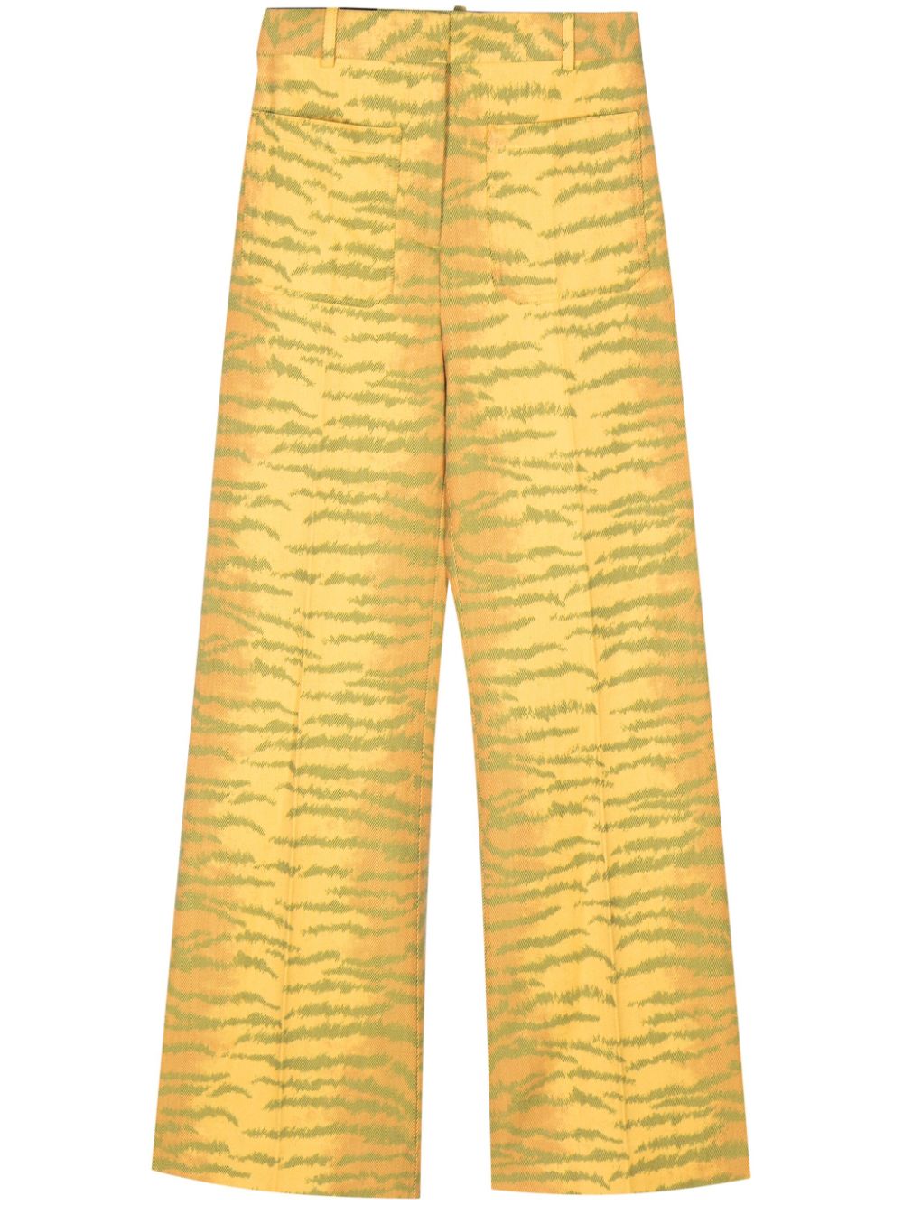 Victoria Beckham Alina Tiger-print Flared Trousers In Yellow & Orange