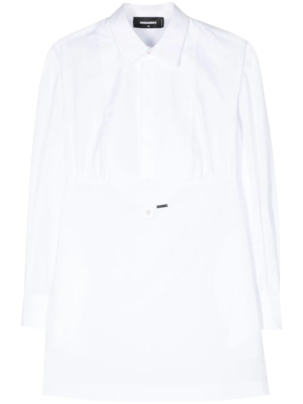 Dsquared2 Logo-plaque Cotton Shirt Dress In White