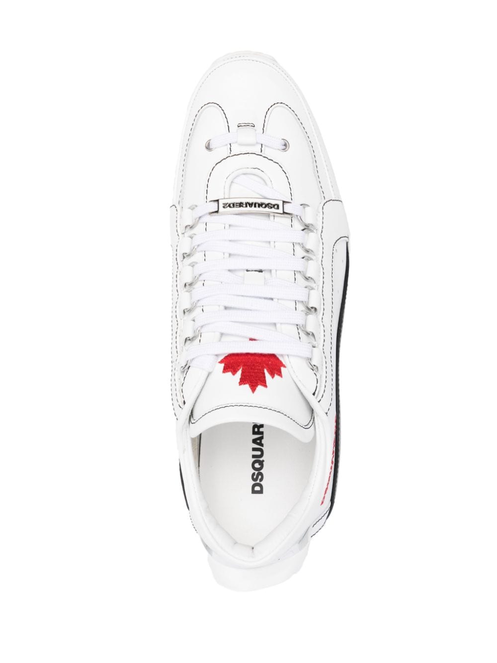 Shop Dsquared2 Logo-embroidered Leather Sneakers In White