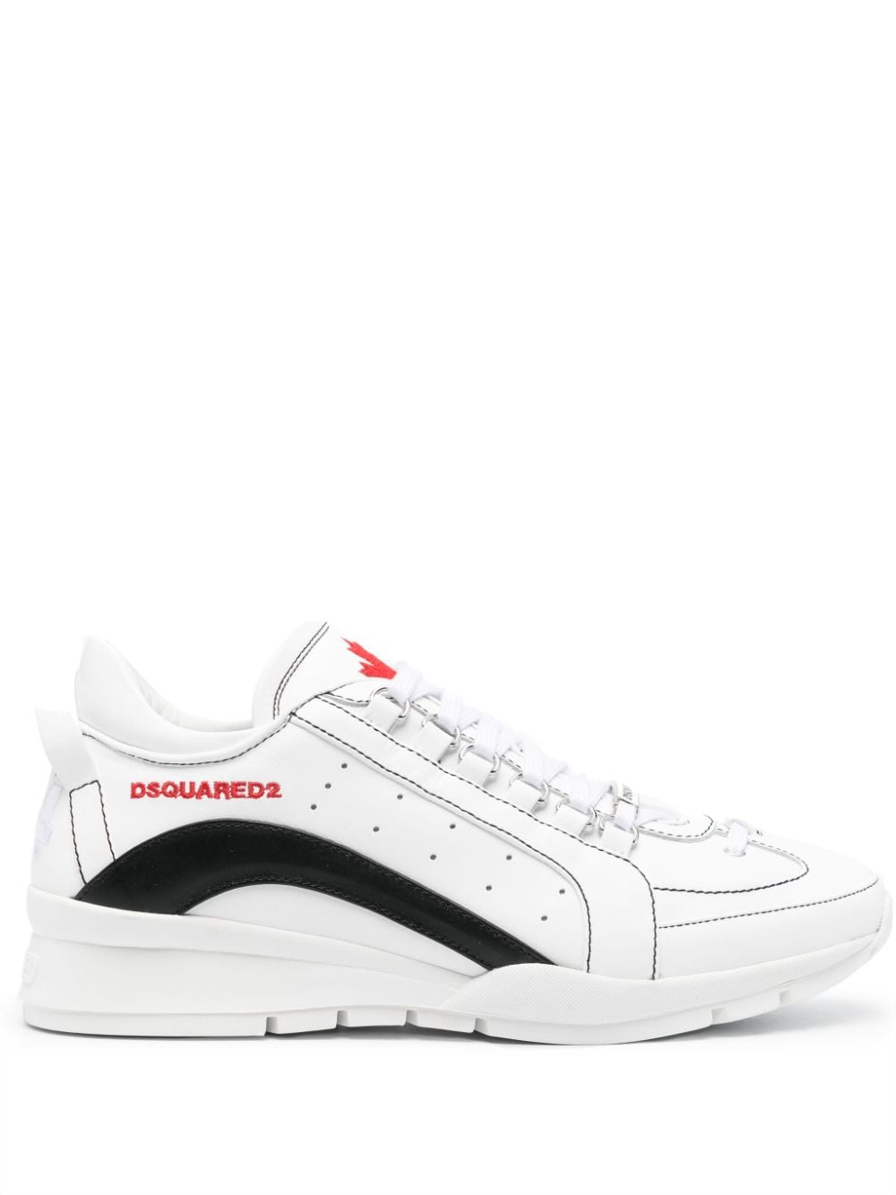 Dsquared2 Logo-embroidered Leather Trainers In White