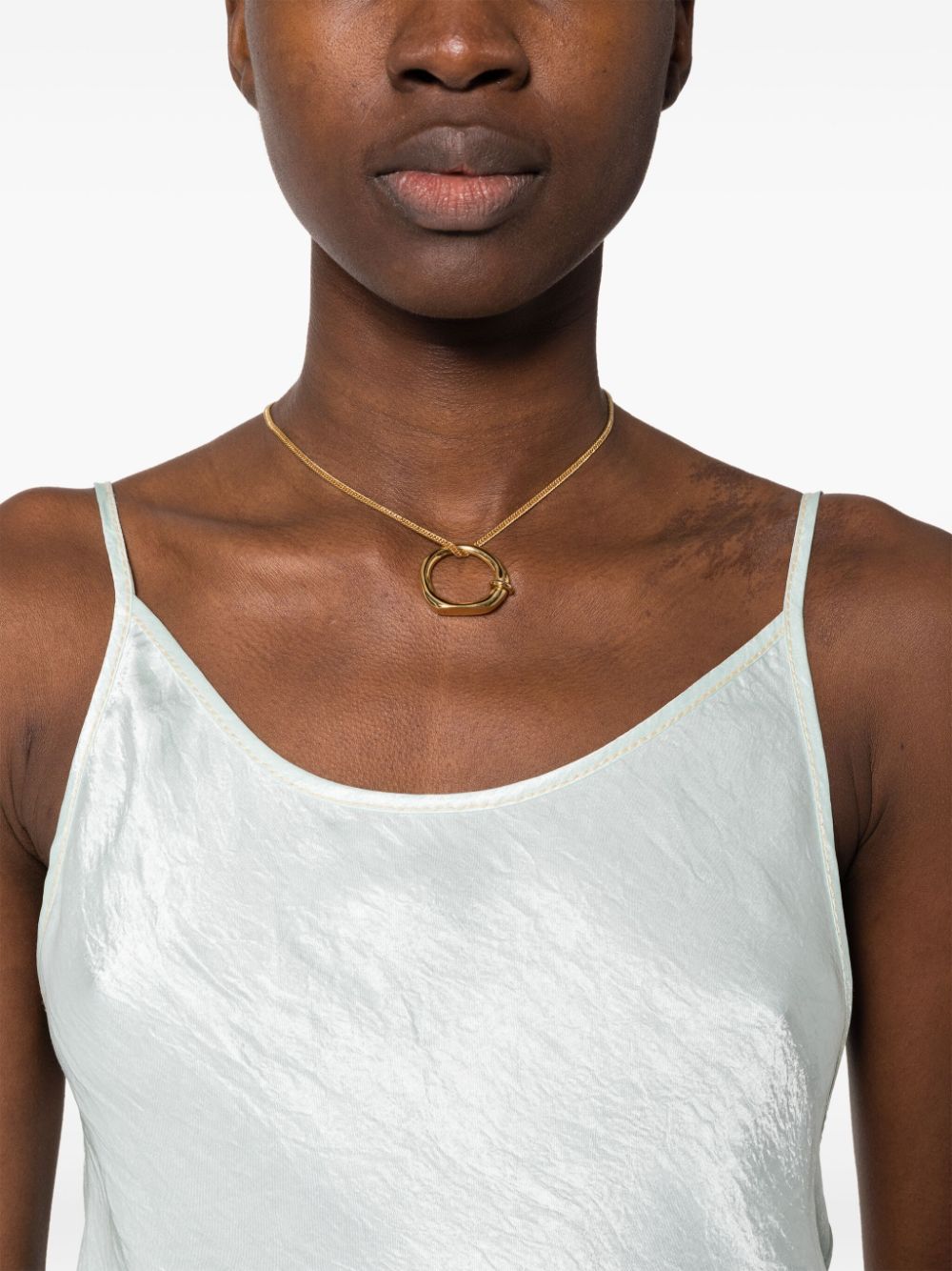 Shop Jil Sander Round-pendant Necklace In Gold