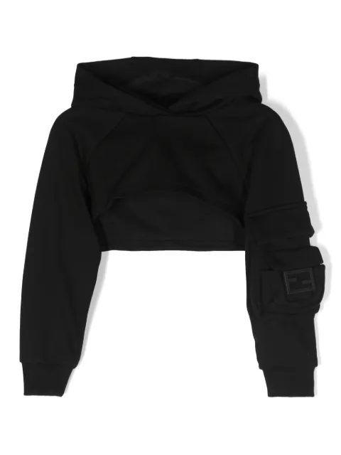 Fendi Kids FF-logo cropped hoodie