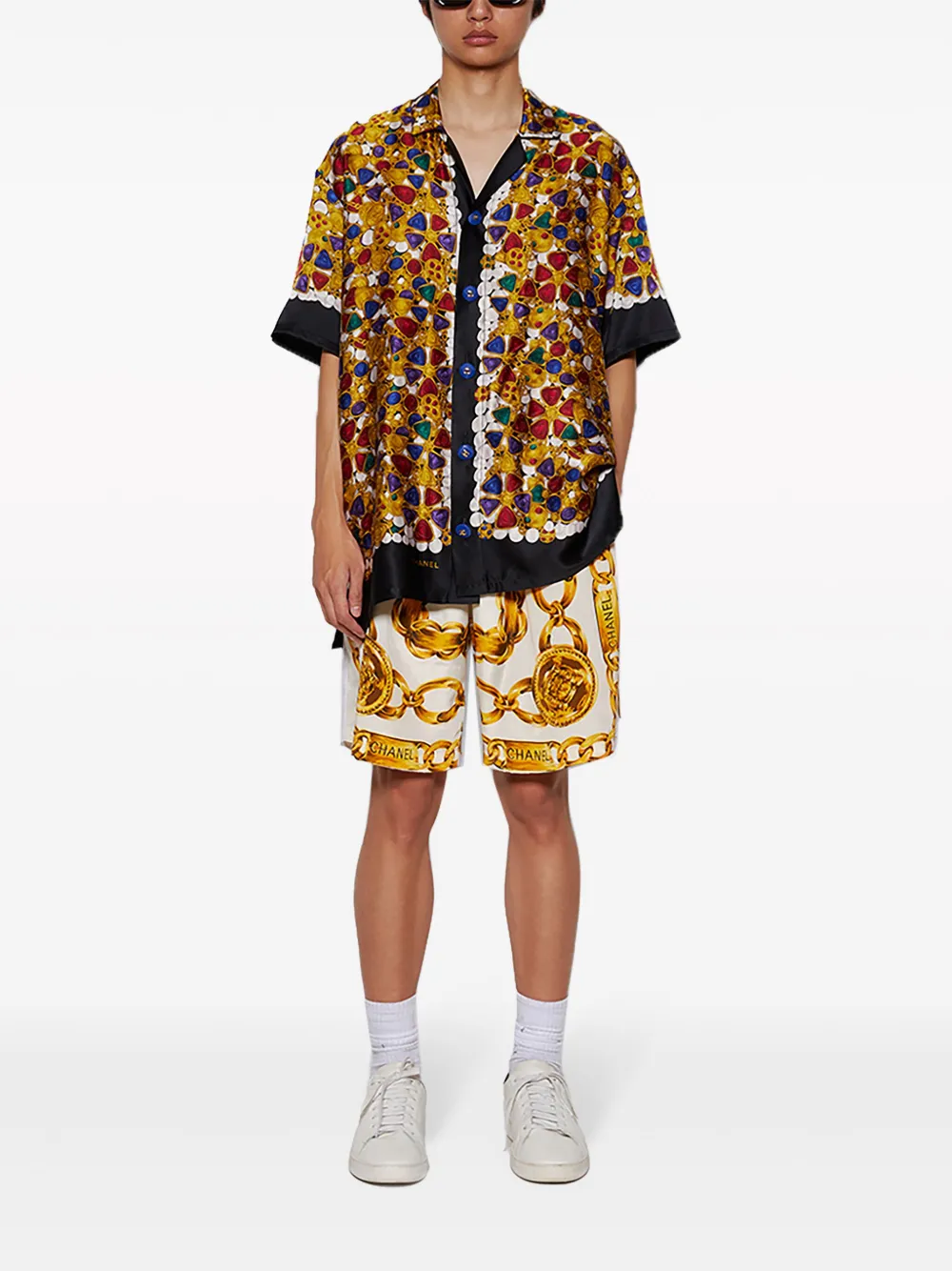 J. Logan Home Sidney zijden overhemd met korte mouwen - Geel