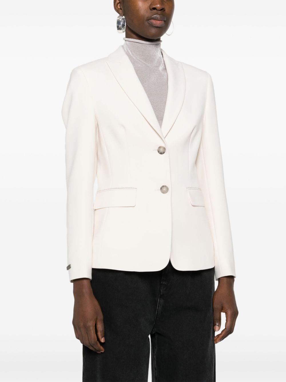 Shop Peserico Single-breasted Blazer In Neutrals