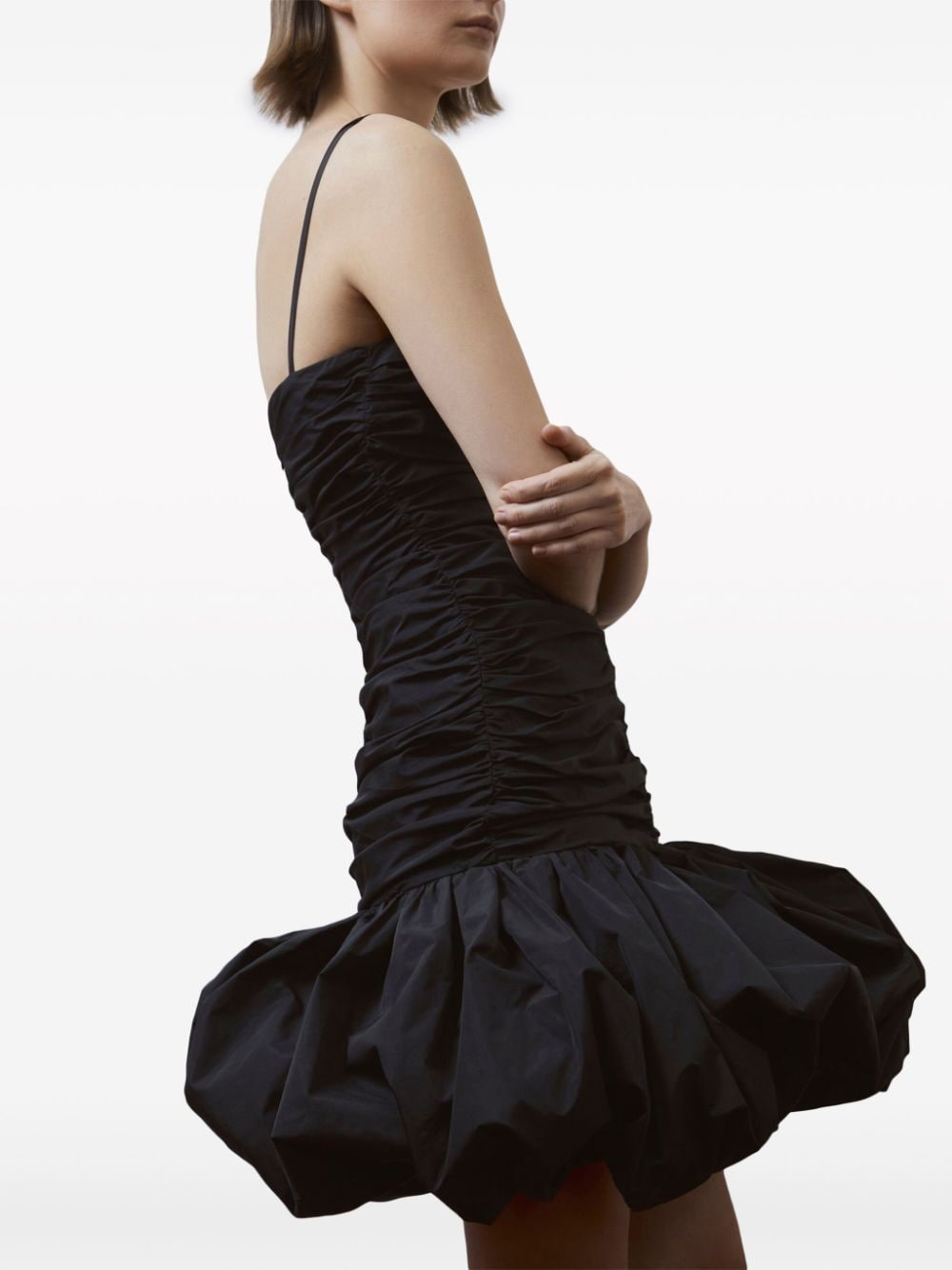 12 STOREEZ Gesmockte peplum mini-jurk - Zwart