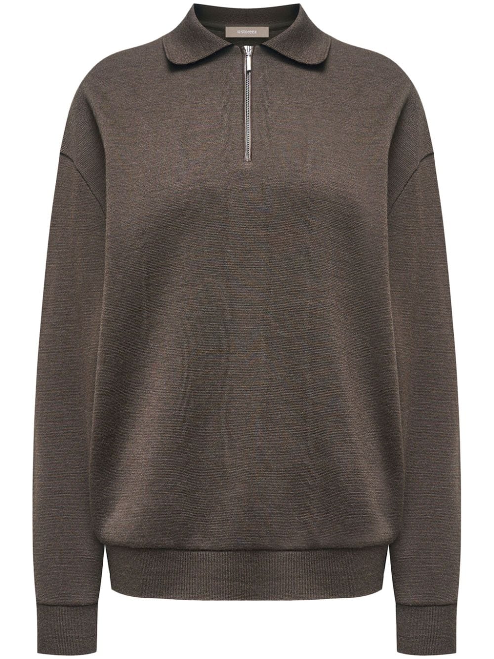 12 Storeez Wool-blend Zip-up Sweatshirt In Brown