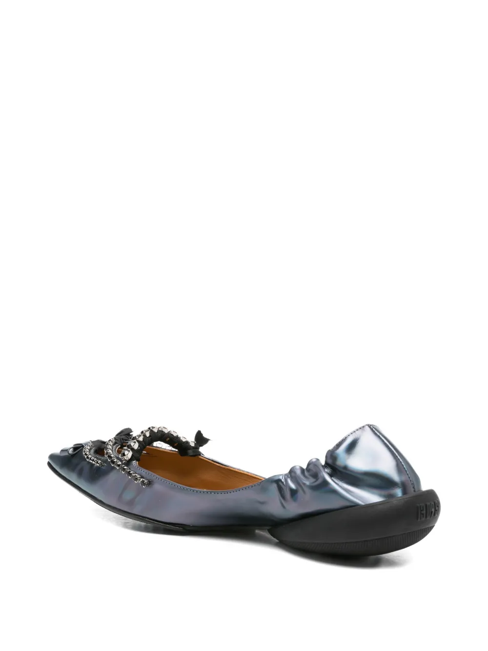 13 09 Sr Milky Embellished Pointed-toe Ballet Flats In Blue