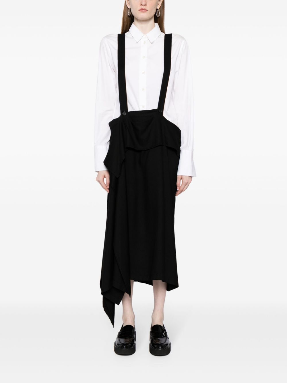 Shop Yohji Yamamoto Suspender Maxi Skirt In Black
