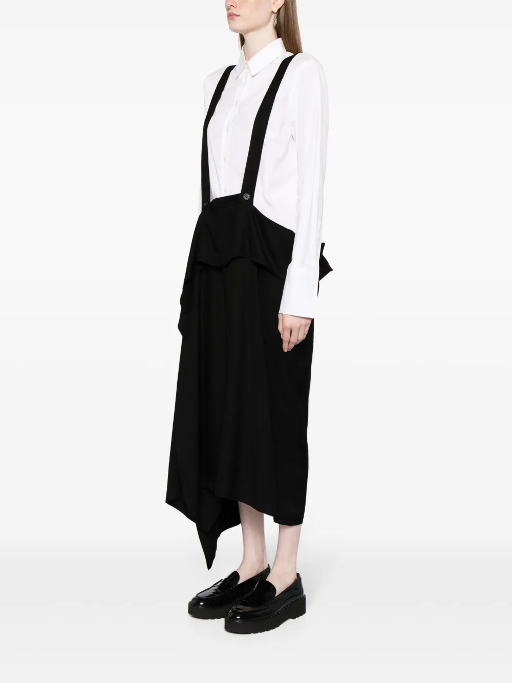 Yohji Yamamoto 80S wool round logo suspenders skirt black S