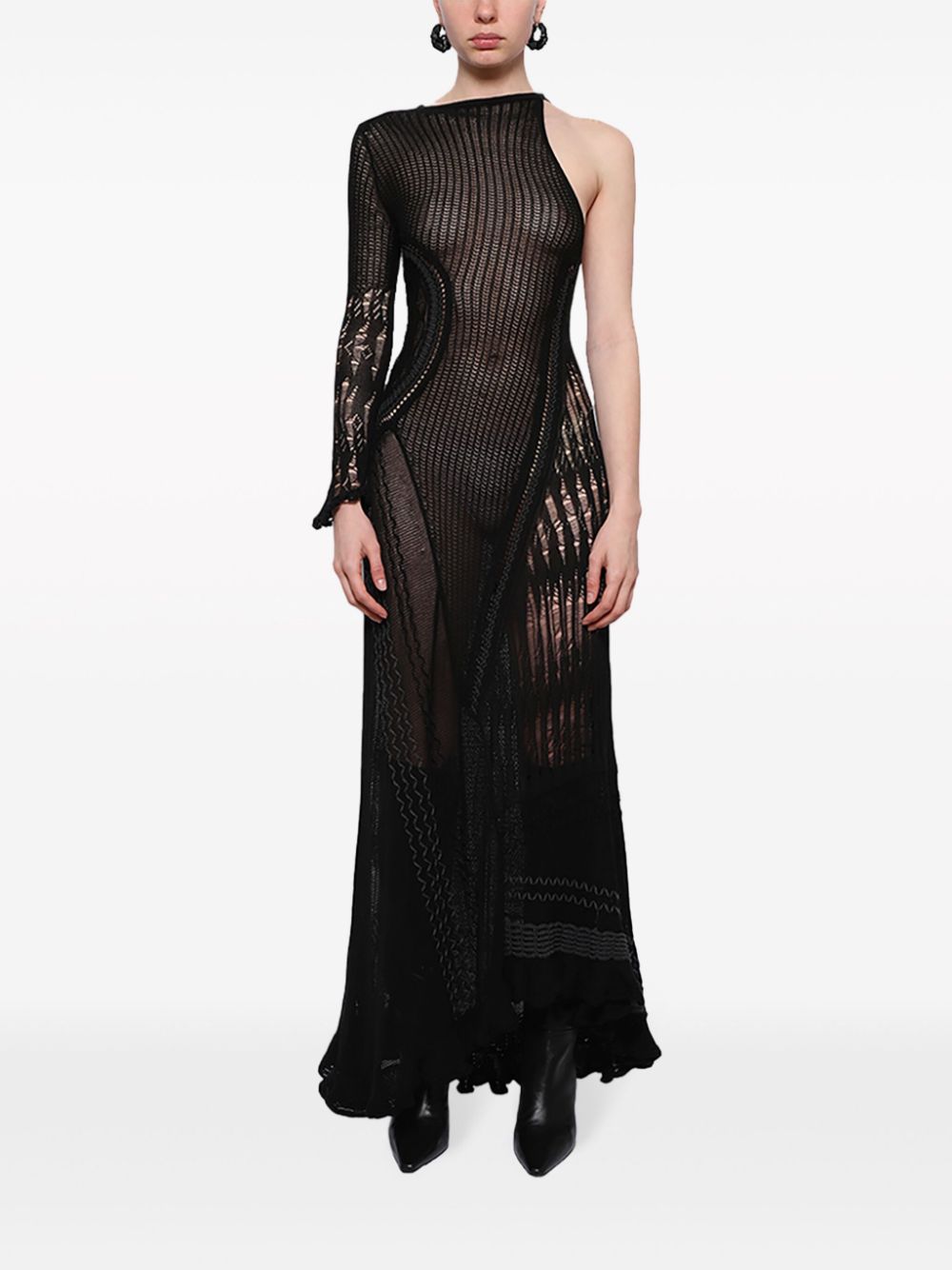 Shop Roberta Einer Chloe One-sleeve Midi Dress In Black