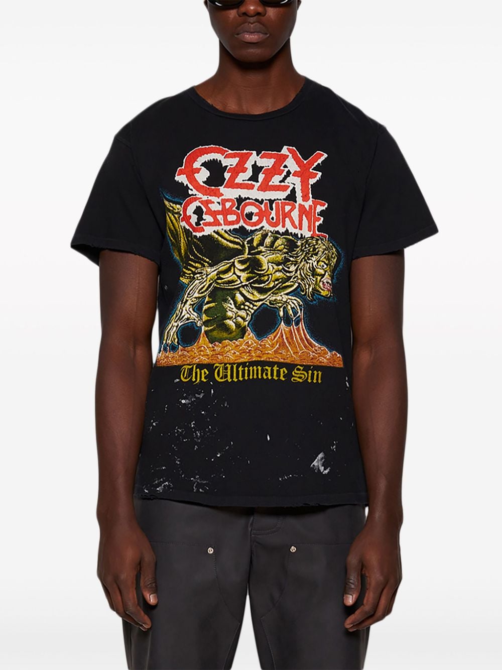 Shop Madeworn Ozzy Osbourne-print Cotton T-shirt In Grey