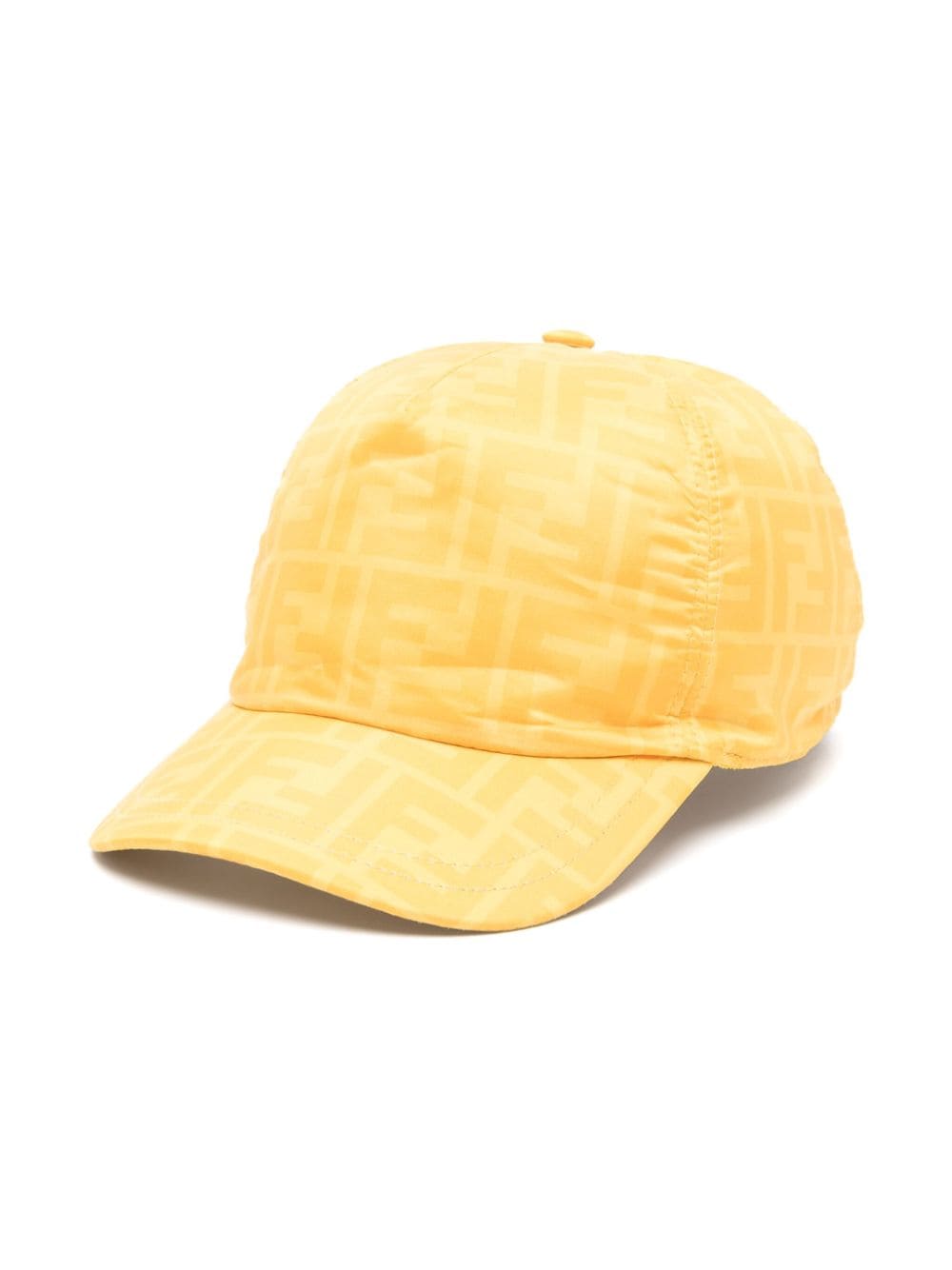 Fendi Kids' Ff-pattern Satin-finish Baseball Cap In Yellow
