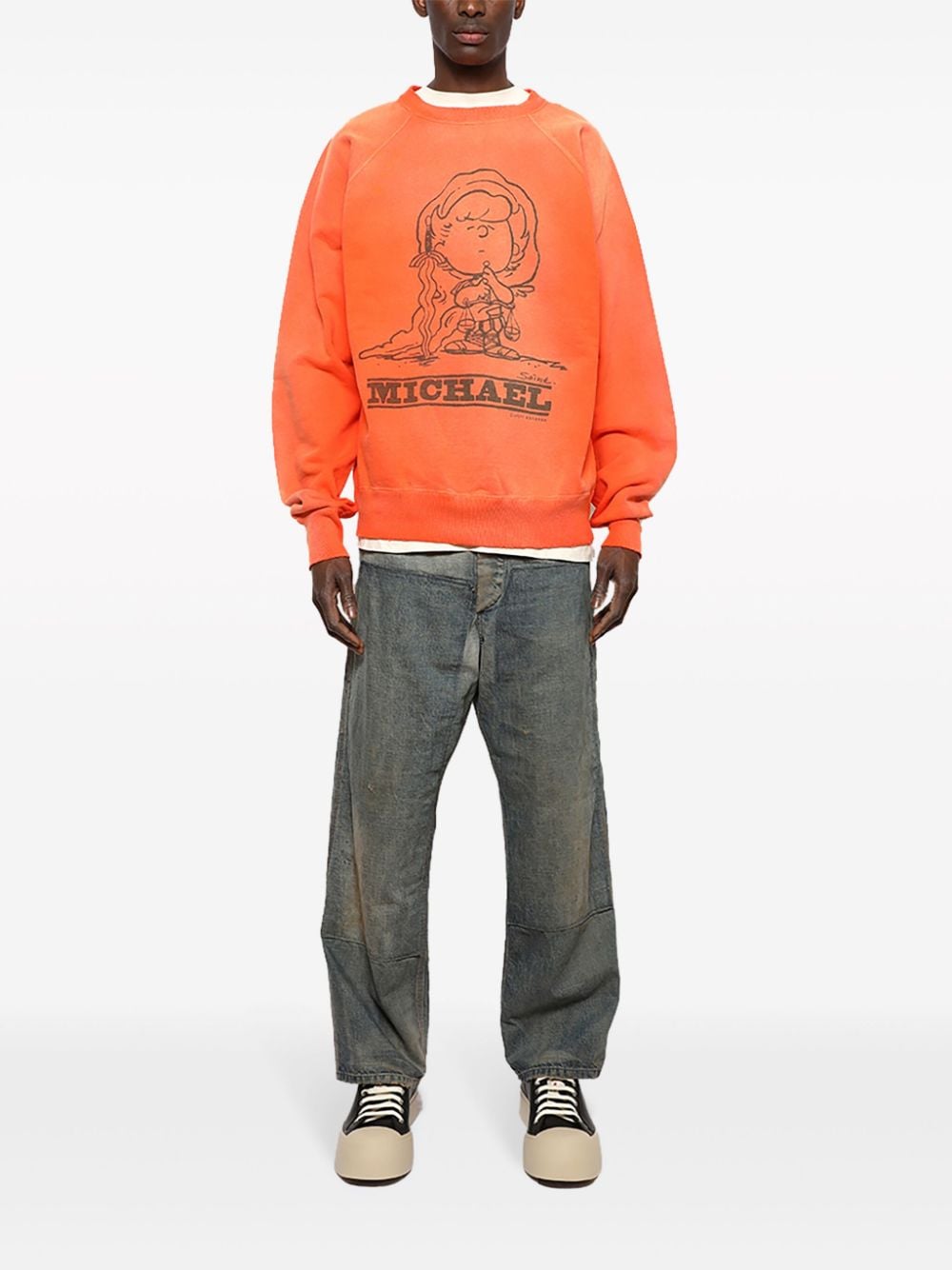 SAINT MXXXXXX Katoenen sweater met print - Oranje