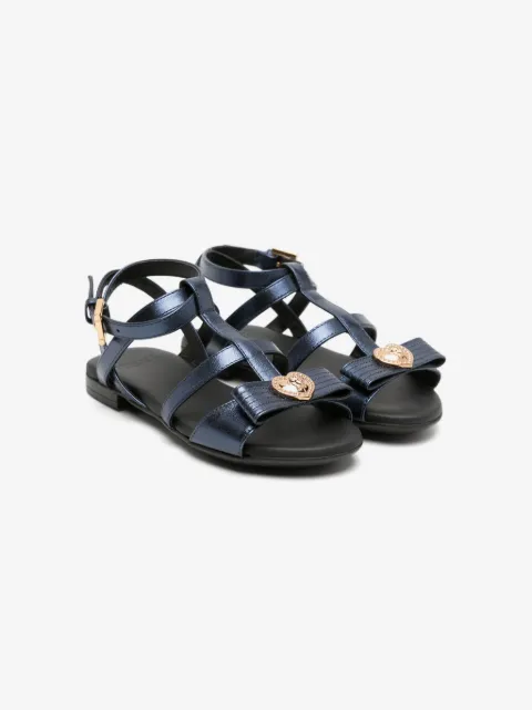 Versace Kids sandalias metalizadas con detalle de moño