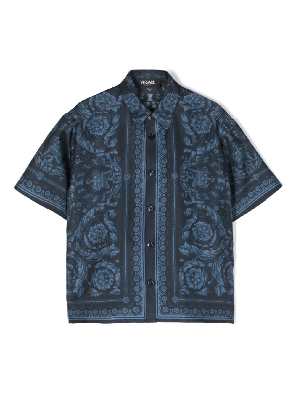 Versace Kids Shirt met barokprint Blauw