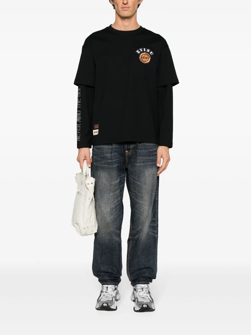EVISU embroidered-logo long-sleeve T-shirt - Zwart