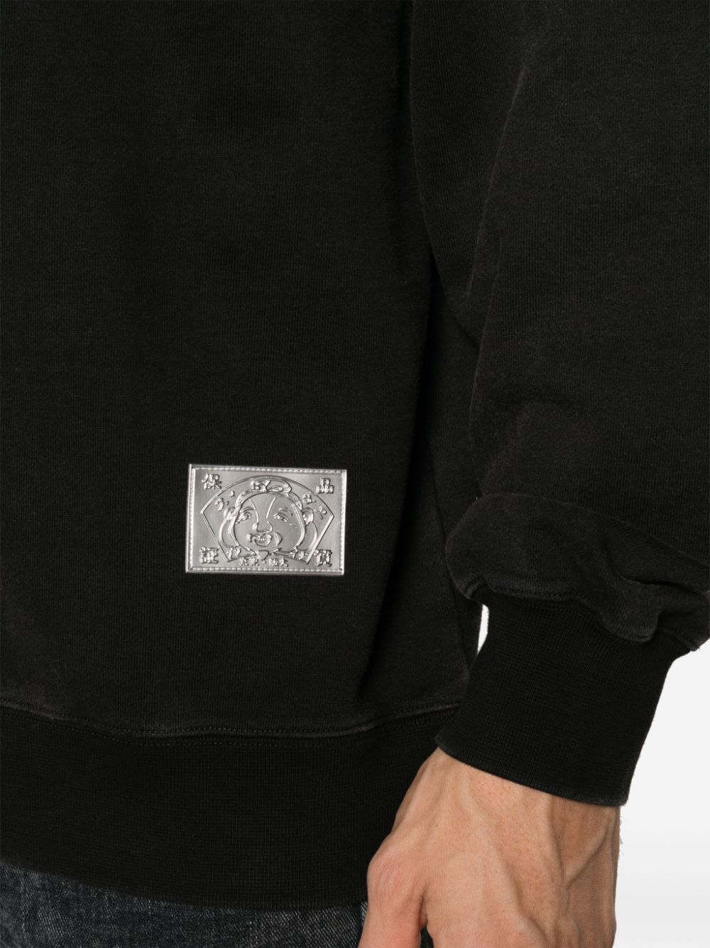 Shop Evisu Logo-print Cotton Sweatshirt In Black