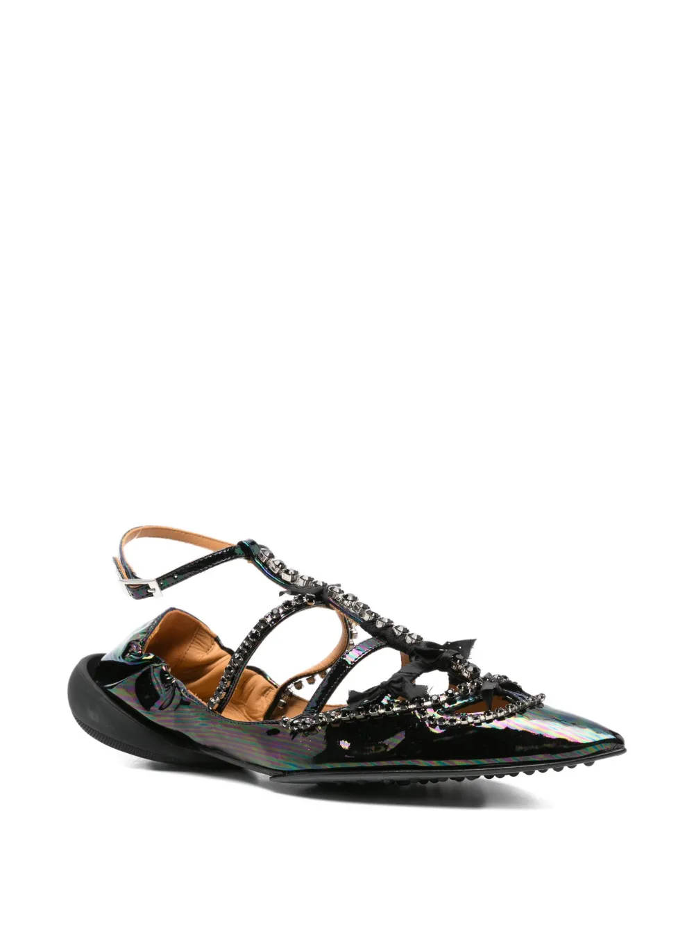 13 09 SR Tootsy crystal-embellished pointed-toe ballet flats Blue