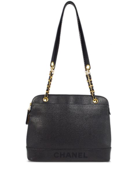 Cheap HOT SALE CHANEL 1997 logo-lettering leather tote bag Women